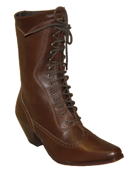 8" Ladies Victorian Lace Up Brown (5011) - Silverado Boots