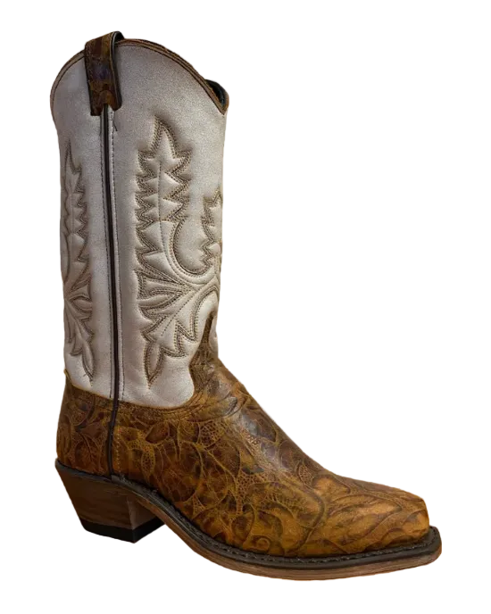 11" Ladies Western Two-Tones Crackled Antique White & Polished Brown (9018) - Silverado Boots