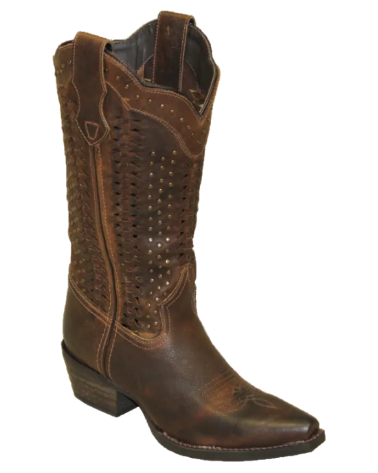 12" Ladies Western Hand Woven Brown (5143) - Silverado Boots