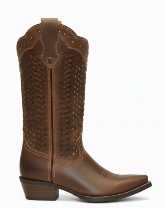 12" Ladies Western Hand Woven Brown (5143) - Silverado Boots
