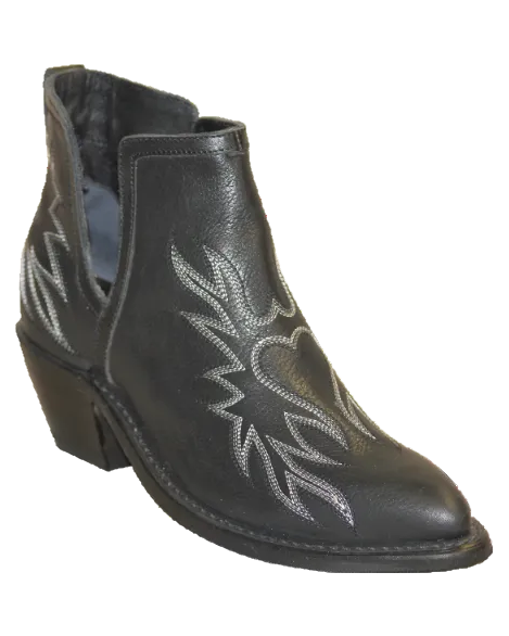 Slip on Ladies Western Booties Black (4590) - Silverado Boots