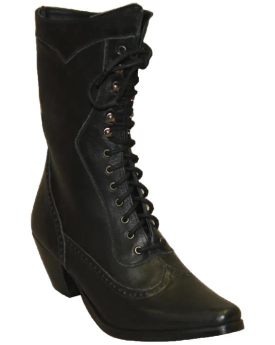 8" Ladies Victorian Lace Up Black (5010) - Silverado Boots