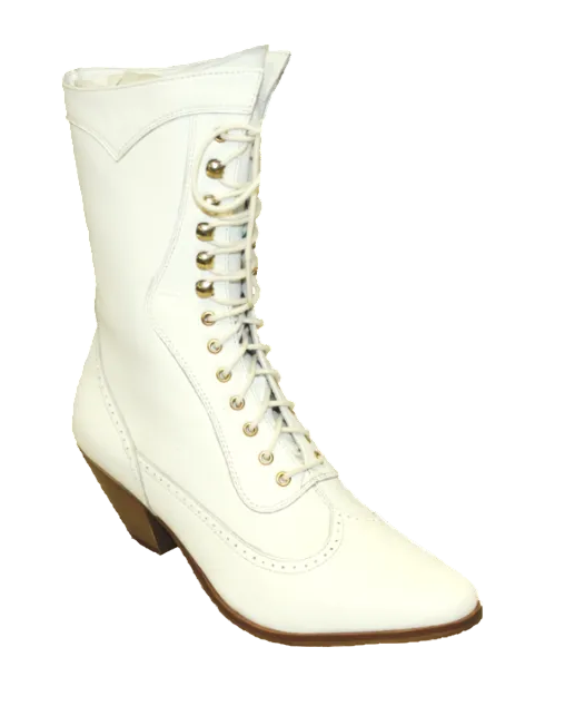 8" Ladies Victorian Lace Up White (5012) - Silverado Boots