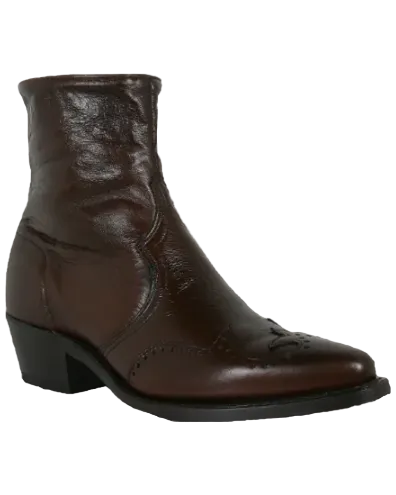 7" Men Western Antique Cowhide Wingtip Brown (6443) - Silverado Boots