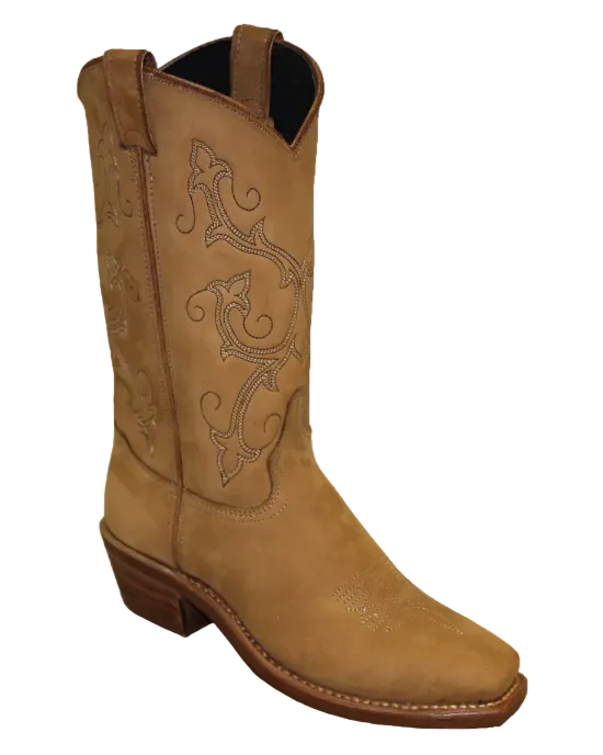 12" Ladies Western Cowhide Tan (9073) - Silverado Boots