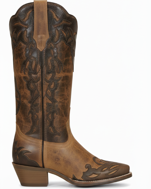 12" Ladies Western Two Toned Brown (5026) - Silverado Boots